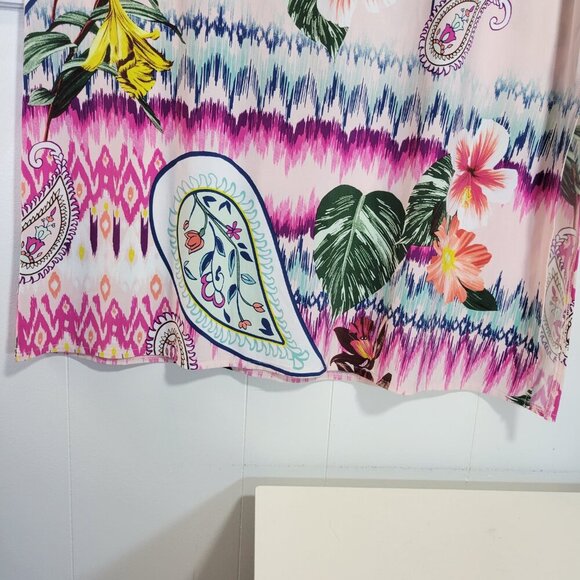 Chico's Size 2 Bright Colorful Hawaiian Floral Side Slit Long Lightweight Skirt - Picture 3 of 7